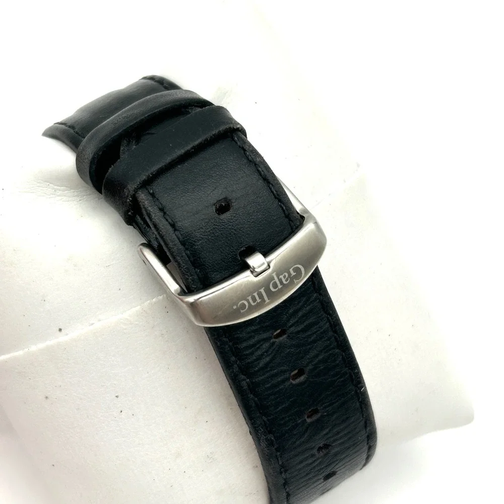Tourneau Wrist Watch Leather Mens OS Black Excellent Y2K Gap Inc Collab Swiss